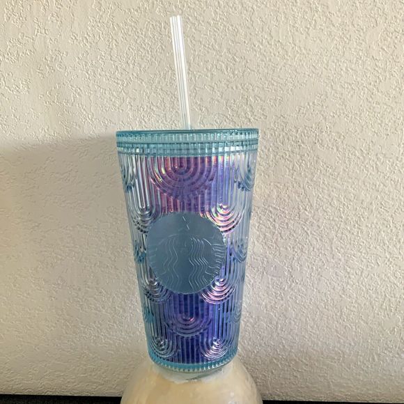 Starbucks Spring 2022 Mermaid Iridescent Holographic Wave Cold Cup Tumbler 16oz - Picture 1 of 8
